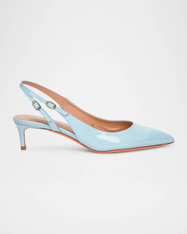 Audrey Patent Kitten Slingback Pumps